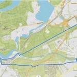 Start an der Glienicker Brücke; Ziel ist das Museumsdorf Düppel in Zehlendorf