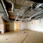 In diesem Zwischengeschoss wird bis zur Eröffnung des Turms eine Ausstellung aufgebaut.